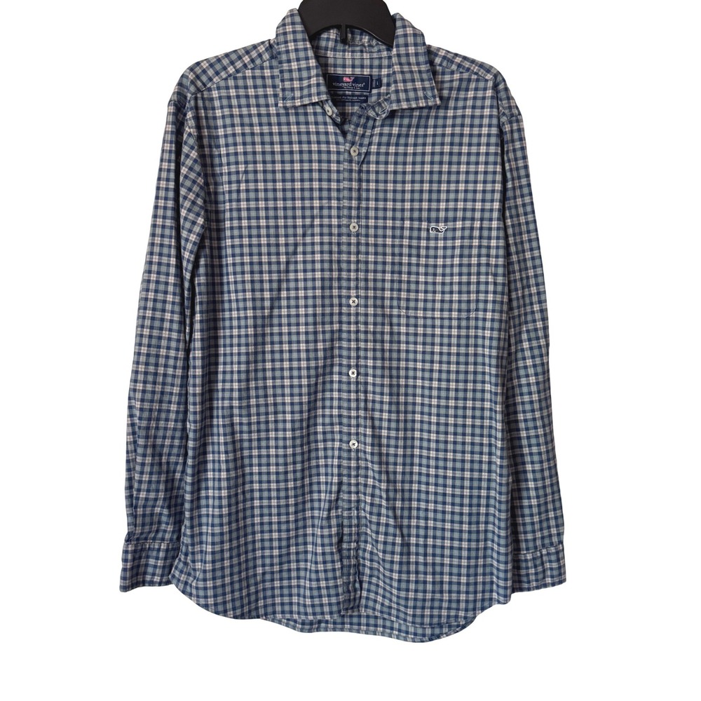 Vineyard Vines Tucker Shirt Men Large Blue Plaid Classic Fit Button Down Cotton